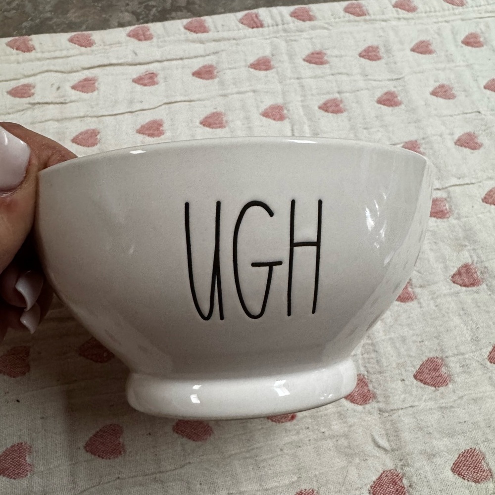 Rae Dunn White 'UGH' Bowl